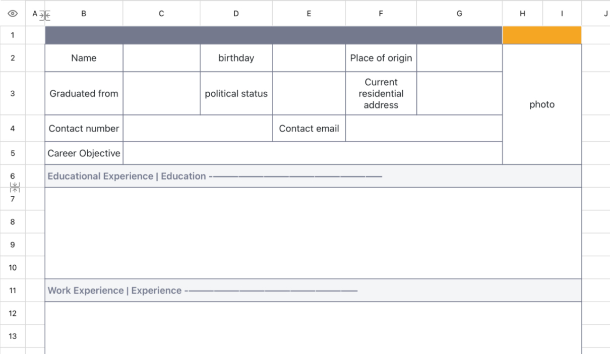 Personal resume for job application